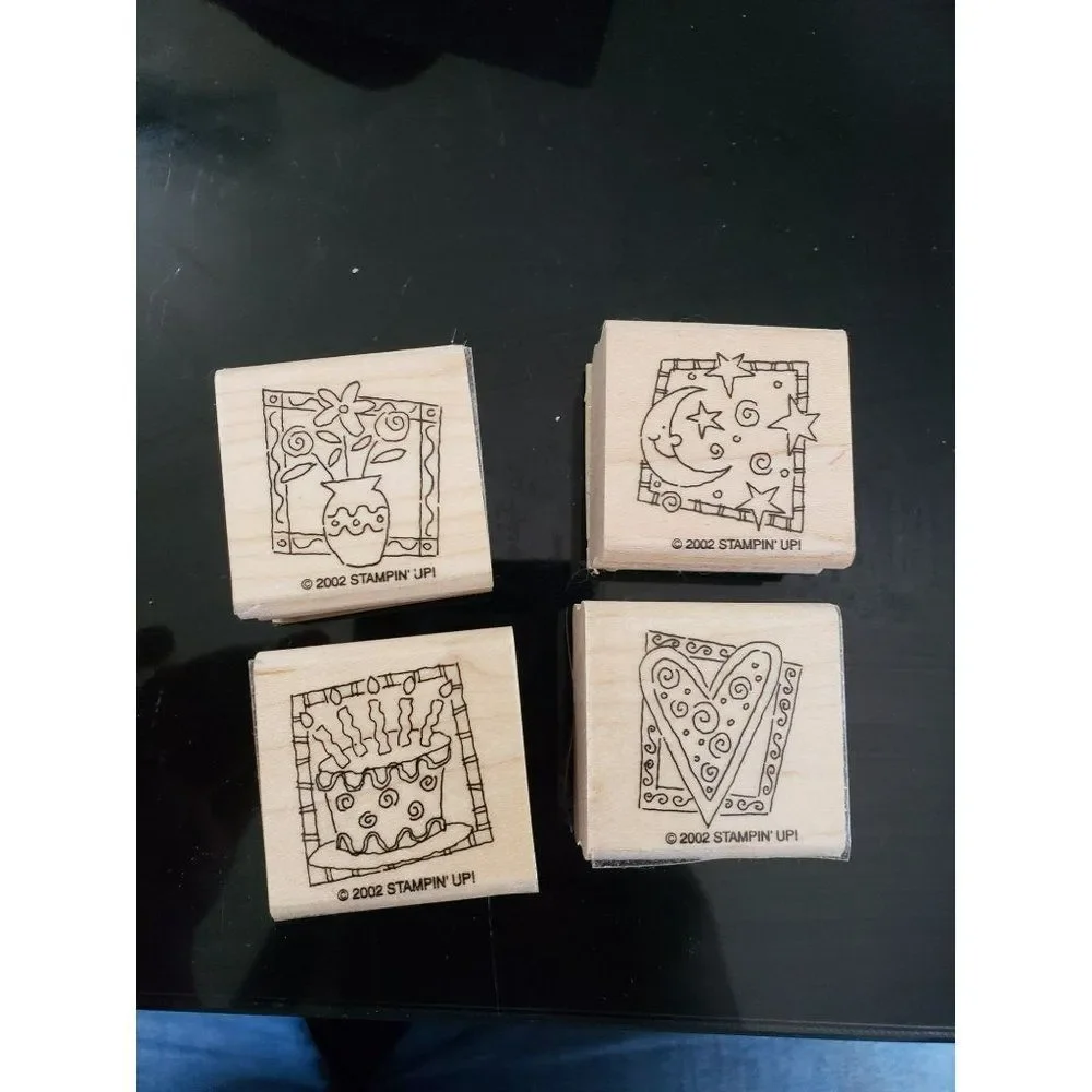 Stampin'‎ Up 2002 Birthday Wooden Mounted Stamps Set Of 4